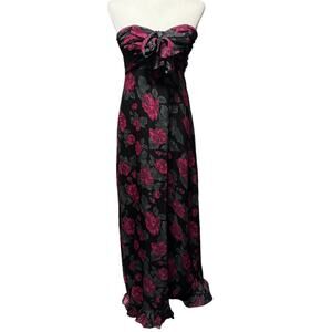 For Love & Lemons Teagan Strapless Floral Maxi Dress Sz S Holiday Winter Wedding